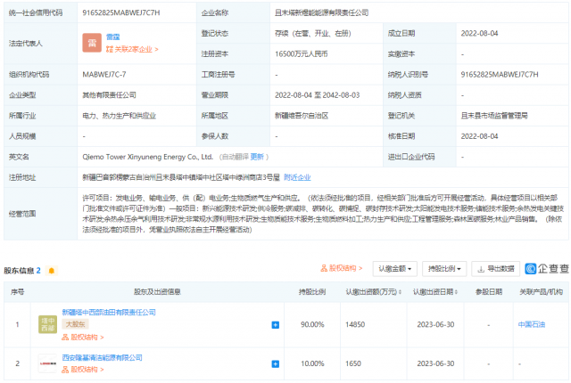 中國石油、隆基投資成立能源公司